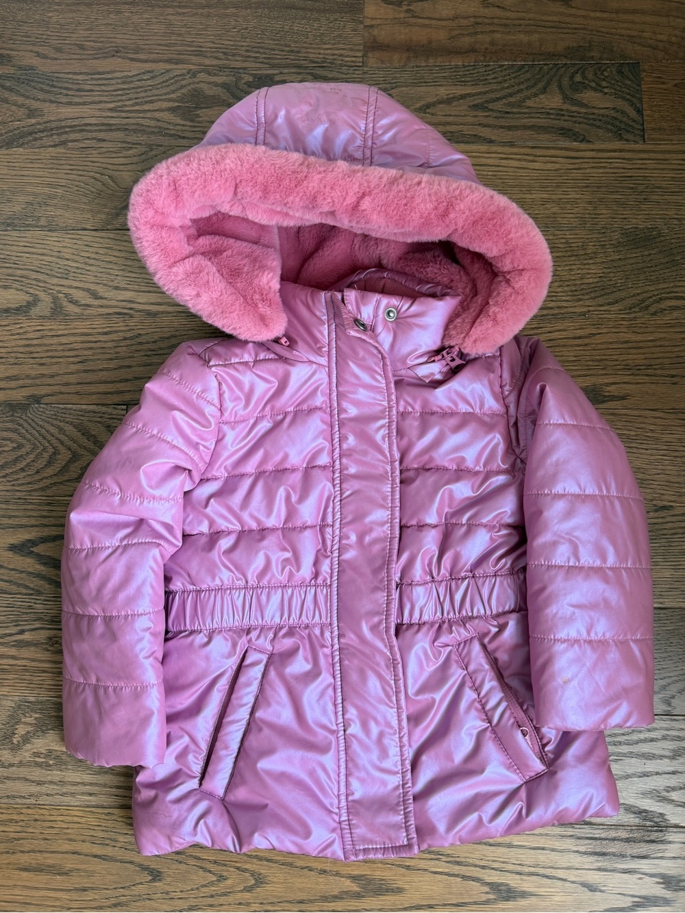 Toddler Girls Pink Shimmer Puffer Winter Jacket Size 3T - Joe Fresh